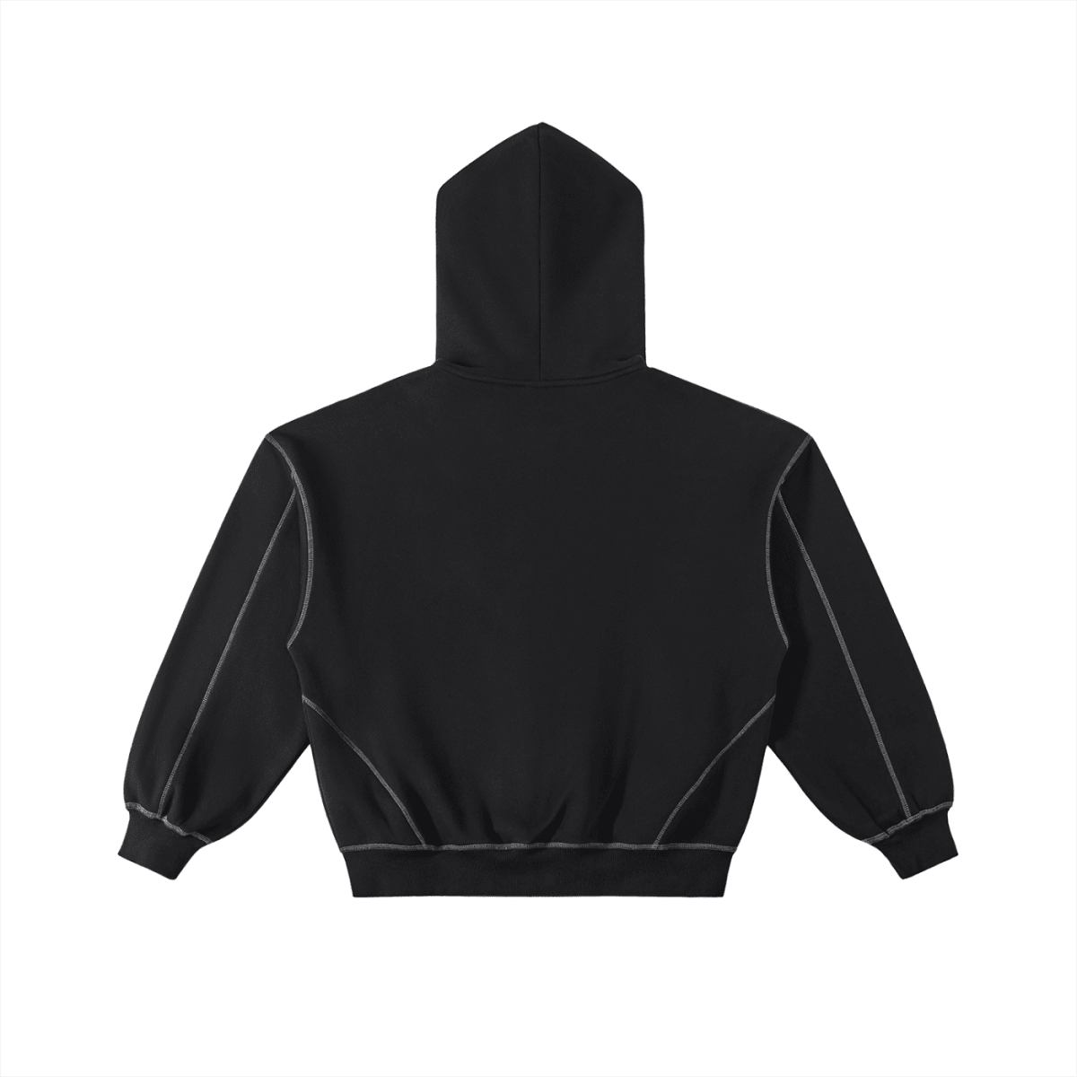 Contrast-Stitched Boxy Fleece Zip Hoodie - Frayce Apparel