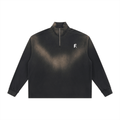 Sun Fade Raw Edge Quarter-Zip Sweatshirt - Frayce Apparel
