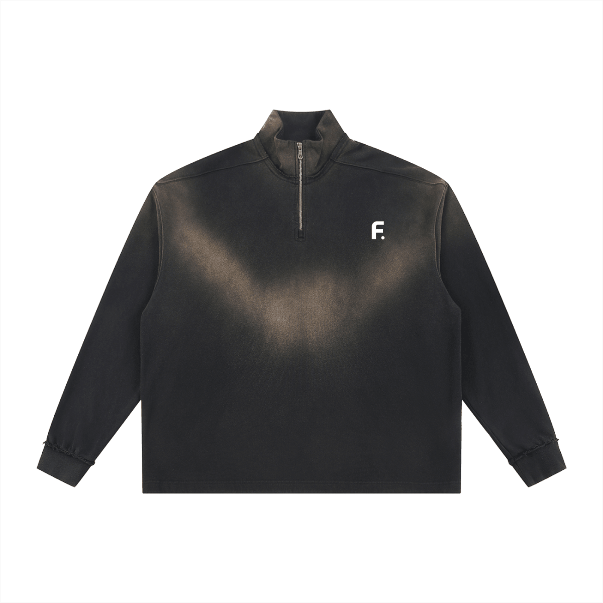 Sun Fade Raw Edge Quarter-Zip Sweatshirt - Frayce Apparel